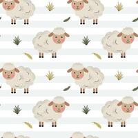 Seamless pattern with cute sheep. Domestic animals. Farm animals pattern. vector