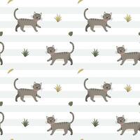 Seamless pattern with cute cat. Domestic animals. Kitten pattern. vector