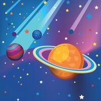 Space. Space background. Stars. Saturn. vector