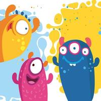 Cute monsters on a bright background vector