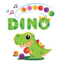 Dinosaur basketball player. Inscription Dinosaur. Dinosaur print. vector