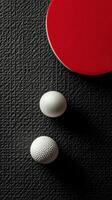 Red balls bouncing near a black net on a dark background during a sports activity indoors photo