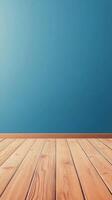 Soft shadows cast over a light blue wall and wooden floor during daytime in a peaceful space photo
