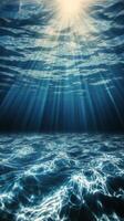 luz de sol filtros mediante claro agua, creando un sereno, brillante submarino ambiente foto