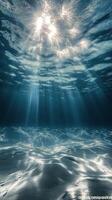 luz de sol filtros mediante claro agua, creando un sereno, brillante submarino ambiente foto