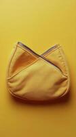 Minimalist yellow pouch on a bright yellow background showcasing unique design and texture photo
