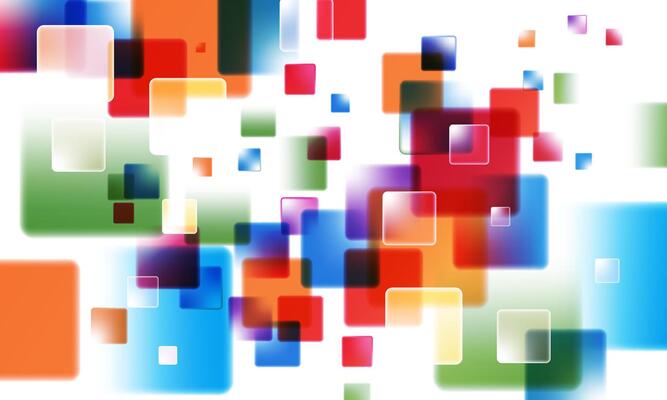 colorful geometric abstract white background overlap layer on bright space with squares decoration. blur soft motion cube.
