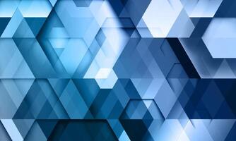Blue abstract geometrical background with hexagon, triangle shapes. soft blue metallic background. vector