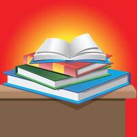 Books on the table. Textbooks vector