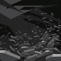 Abstract 3d background. Dark textured background. Stone texture. Flying stones vector