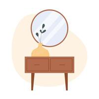 Contemporary commode with flowers in a vase vector