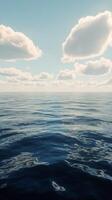 Calm ocean water under a clear sky with fluffy clouds during daylight hours photo