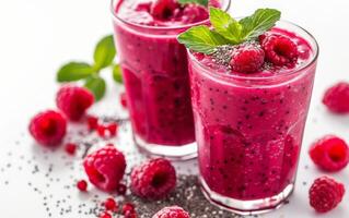 Fresh Raspberry and Chia Seed Smoothie Recipe photo