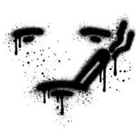 graffiti of people smoking sprayed with black paint vector