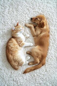 dos adorable gatitos acurrucarse en un suave cobija durante un soleado tarde foto