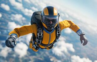 Skydiving adventure over clouds with experienced divers in freefall photo