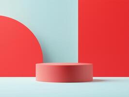 Red and blue abstract background with a round object photo