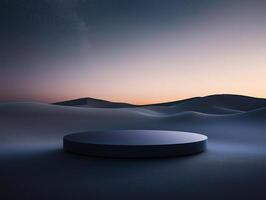 A circular object in the middle of a desert photo