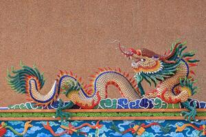 Beautiful scenery within the shrine Is a Chinese dragon statue architecture photo