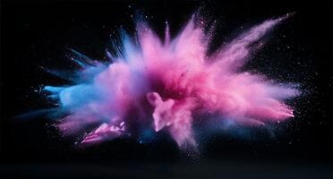 Colorful powder explosion creates vibrant clouds in the air during a celebration photo