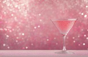 Elegant pink cocktail garnished with bubbles against sparkling backdrop photo