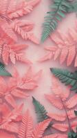 Colorful assortment of pink and peach leaves arranged artistically on a light background photo