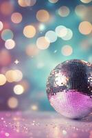 A colorful disco ball reflecting light in a vibrant party atmosphere photo