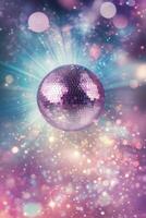 A colorful disco ball reflecting light in a vibrant party atmosphere photo