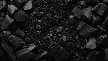 Biochar black charcoal soil texture showing rich dark background photo