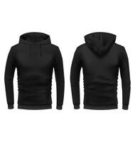 Black hoodie mockup template, front and back view vector
