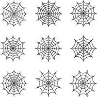 cobweb Vectors Silhouette, Spider web set isolated. Spooky Halloween cobwebs with spiders.