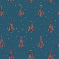 Merry Christmas and Happy New Year simple pattern. Christmas trees decoration in flat design vector
