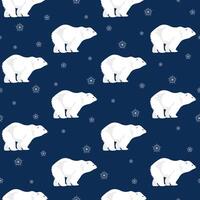 Winter seamless pattern with bear and snowflakes. Christmas pattern vector