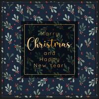 Christmas and Happy New Year illustration with winter branches. Xmas design template vector