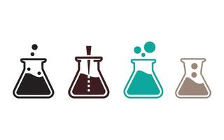 beaker icon collection, laboratory beaker symbols. white background flat design. vector