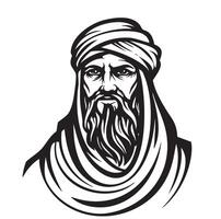 An illustration of a man with a beard and turban vector