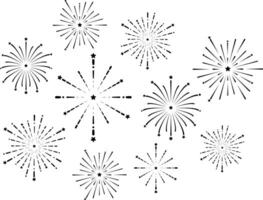 Black Firework Star Icon Collection with White Background vector