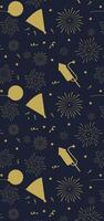 New Year Pattern with Gold Color on Potrait Dark Blue Background vector