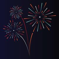 Abstract Colorful Firework Icon Collection with Dark Blue Background vector