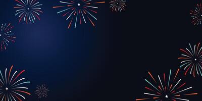 New Year Landscape Background with Colorful Firework vector
