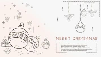 Christmas contour illustration in the style of childrens doodles with the text Lorem Ipsum Christmas balls vector