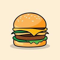 Classic Burger with Cheese and Lettuce vector