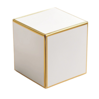 White and Gold Cube with Gold Trim png