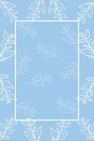 frame with leaves and branches on a blue background. illustration vector