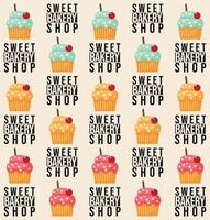 seamless pattern with cupcakes for sweet bakery shop flat illustration vector