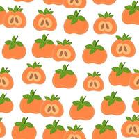 Seamless Pattern with Persimmons on White Background vector