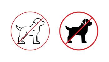 no pets allowed line and silhouette icon vector