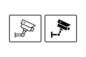 CCTV line and silhouette icon vector