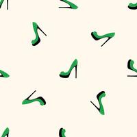 High Heels Green Shoe Seamless Pattern background. Textile Fabric Swatch Template. Modern Fashionable Print. vector