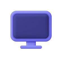 Computer monitor. PC desktop display. 3d icon. Cartoon minimal style. vector